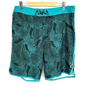HUK Classic 20" Blue Lines Fishing Board‎ Shorts Mens Size 36 Black 9" Inseam